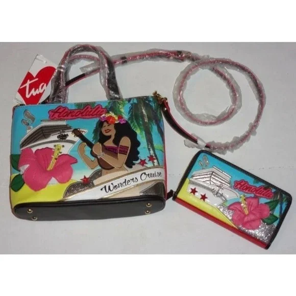 NEW •Braccalini•Wonder Cruise Honolulu Shoulder Bag & Matching Wallet Set - Picture 8 of 8